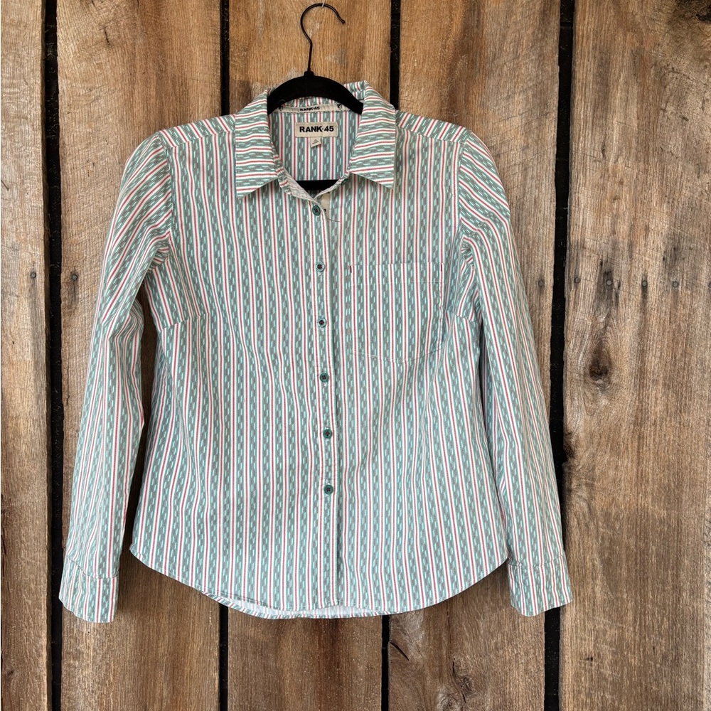 Rank 45 Striped Button‎ Up Western Shirt Small
